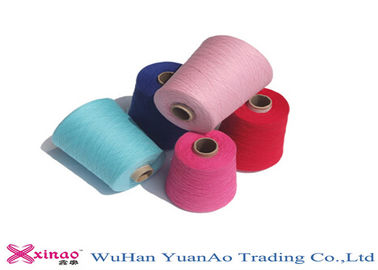 100% Spun Polyester Multi Colored Yarn , Dyed Polyester Ring Spun Yarn