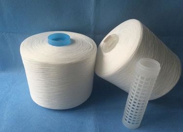 Raw White 100 Polyester Spun Yarn , Plastic Cone Ring Spun Polyester Yarn