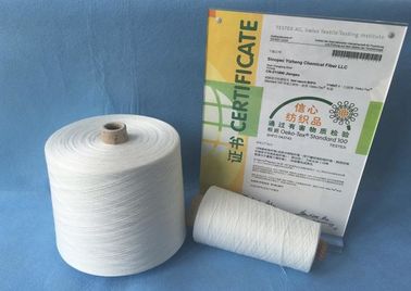 Raw White Virgin Polyester Spun Yarn For Knitting / Weaving / Sewing Hairless